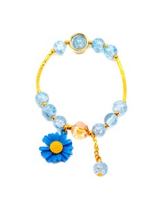 Голубой браслет с цветочком детский Tais