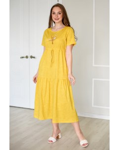 Жен платье повседневное Майский букет Желтый р 52 Оптима трикотаж