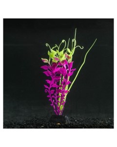 Растение силиконовое аквариумное светящееся в темноте 11 х 18 см фиолетовое Nnb