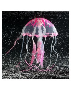 Декор для аквариума медуза силиконовая с неоновым эффектом 10 х 10 х 20 5 см розовая Nnb