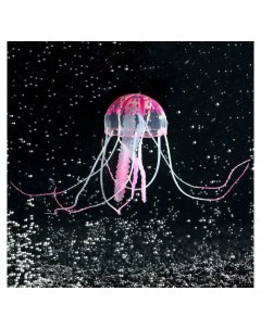 Декор для аквариума медуза силиконовая с неоновым эффектом 5 х 5 х 15 см розовая Nnb