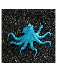 Декор для аквариума осьминог силиконовый с неоновым эффектом 11 х 9 5 х 4 5 см синий Nnb