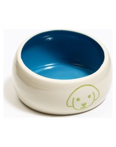 Миска для собак Верный пес керамическая со скошенным краем 10 5 х 5 6 см бело синяя 480 мл Пижон