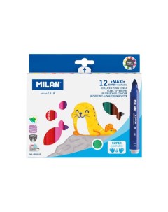 Фломастеры на водной основе легкосмываемые Maxi 12 цветов в картонной упаковке Milan
