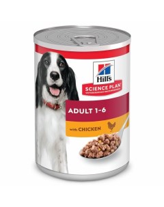 Science Plan влажный корм для взрослых собак всех пород с курицей в консервах 370 г Hill`s