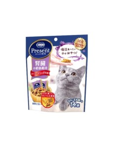 Хрустящее лакомство для кошек здоровье почек и печени морепродукты 42 гр Present