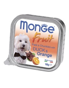 Влажный корм Консервы Монж Фрукт для взрослых собак Утка с Апельсином цена за упаковку Monge