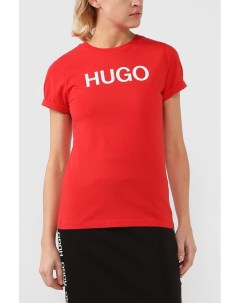 Хлопковая футболка с надписью Hugo