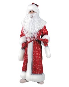 Карнавальный костюм Дед мороз плюш пальто рукавицы шапка р 32 рост 128 см Batik