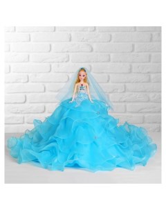 Кукла на подставке Принцесса голубое платье с воланами Кнр игрушки