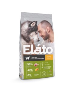 Holistic Adult Medium Maxi Сухой корм для собак средних и крупных пород курица с уткой 8 кг Elato
