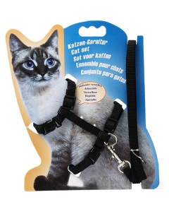 Набор для кошек шлейка поводок QCO 011 black Petsy