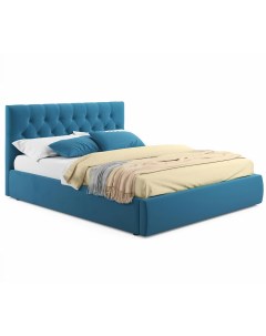 Мягкая кровать Verona 1600 синяя с ортопедическим основанием Bravo