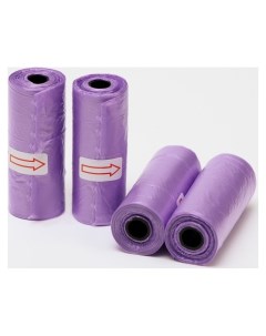 Пакеты для уборки за собаками однотонные 4 рулона по 15 пакетов 29х21 см фиолетовые Пижон