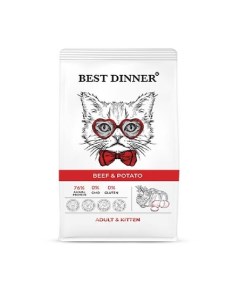 Сухой корм с говядиной и картофелем для кошек и котят 10 кг Best dinner