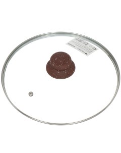 Крышка для посуды стекло 24 см Коричневый Мрамор металлический обод кнопка бакелит HA244B Daniks