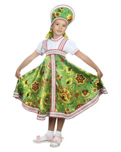 Русский народный костюм Хохлома платье кокошник цвет зелёный р р 28 рост 98 104 см Страна карнавалия