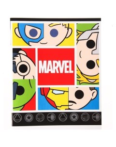 Тетрадь 48 листов в клетку картонная обложка Marvel мстители Marvel comics