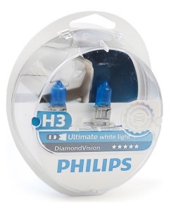 Лампа автомобильная Diamond Vision 5000k H3 12 В 55 Вт набор 2 шт Philips