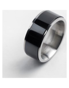 Кольцо керамика Вайд 1см цвет чёрный в серебре 17 размер Nnb