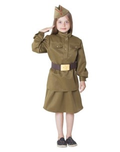 Костюм военный для девочки гимнастёрка юбка ремень пилотка рост 152 см р р 40 Страна карнавалия