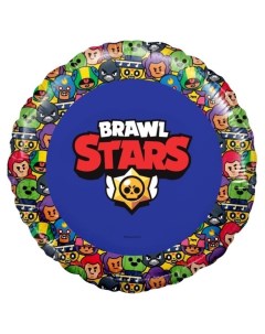 Шар фольгированный 18 Brawl Stars Звёздные бойцы дизайн 3 круг 1 шт в упаковке цвет синий Agura