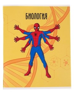 Тетрадь предметная 48 листов клетка Биология человек паук Marvel comics
