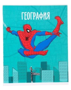 Тетрадь предметная 48 листов клетка География человек паук Marvel comics