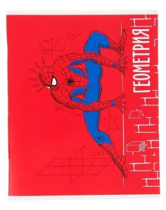 Тетрадь предметная 48 листов клетка Геометрия человек паук Marvel comics