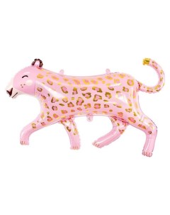 Шар фольгированный 41 Леопард Pink фигура Party deco