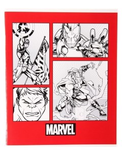 Тетрадь 48 листов в клетку картонная обложка мстители Marvel comics