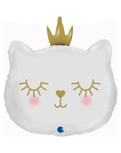 Шар фольгированный 26 Котёнок принцесса 1 шт фигура цвет белый Кнр