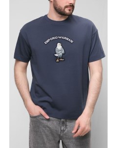 Хлопковая футболка с нашивками Emporio armani