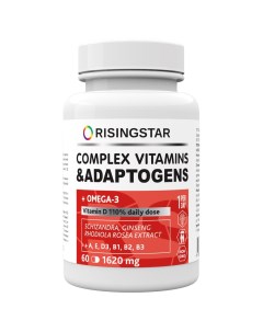 Комплекс витаминов и адаптогенов с омега 3 для мозга и энергии 1620 мг 60 капсул Risingstar