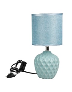 Лампа настольная 20х30 см E14 40Вт нежно голубой керамика текстиль Домовой