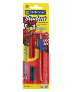 Школьная перьевая ручка с картриджем 2156 Student линия 0 3 мм цвет синий блистер Centropen