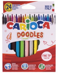 Фломастеры Италия Doodles 24 цвета суперсмываемые 42315 Carioca