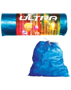 Мешки для мусора 120 л с завязками синие в рулоне 10 шт пвд 30 мкм 70х110 см Ultra 1725 Концепция быта
