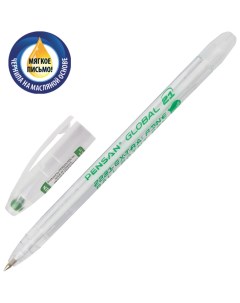 Ручка шариковая масляная Global 21 зеленая корпус прозрачный узел 0 5 мм линия письма 0 3 мм 2221 22 Pensan