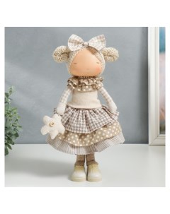 Кукла интерьерная Малышка с бантом в волосах с цветочком 35 5х13 5х20 см Nnb