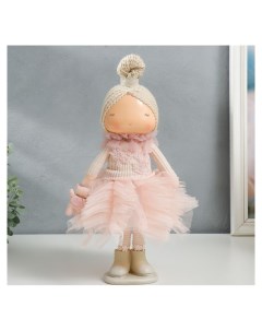 Кукла интерьерная Малышка принцесса в розовом платье с медведем 37 5х15х18 5 см Nnb