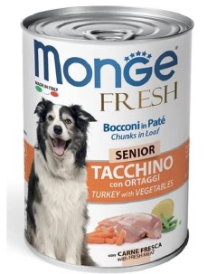 Консервы Dog Fresh Chunks in Loaf Мясной рулет индейка с овощами для пожилых собак 400гр Monge