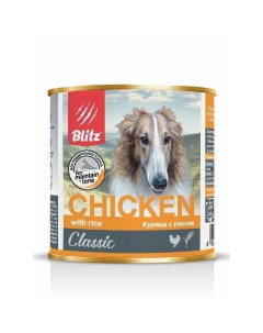 Влажный корм Adult Dog для взрослых собак с курицей и рисом в консервах 750 г Blitz