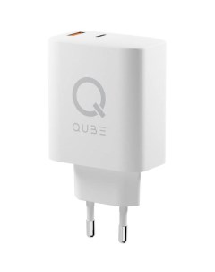 Сетевое зарядное устройство 30W USB A Type C белое QWCGAN30WWHT Qub