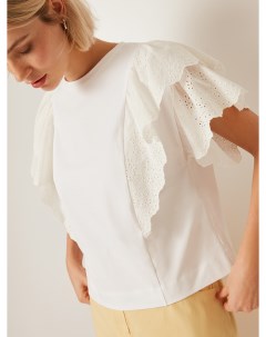 Блуза с дизайнерским рукавом белая Elis