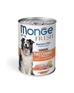 Влажный корм Консервы Монж для Пожилых собак Мясной рулет с Индейкой и овощами цена за упаковку Monge