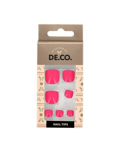 Набор накладных ногтей для педикюра ESSENTIAL Electric pink 24 шт клеевые стикеры 24 шт Deco