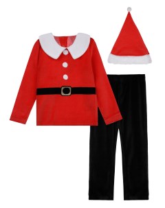 Карнавальный костюм Санта Клауса лонгслив брюки шапка для мальчика Playtoday kids