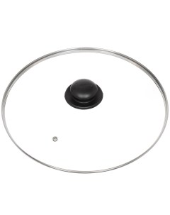 Крышка для посуды стекло 32 см Гвура металлический обод кнопка пластик КС GTL32110 Jarko