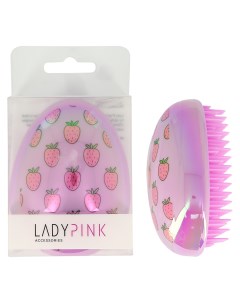 Расческа для волос распутывающая с принтом клубника Lady pink